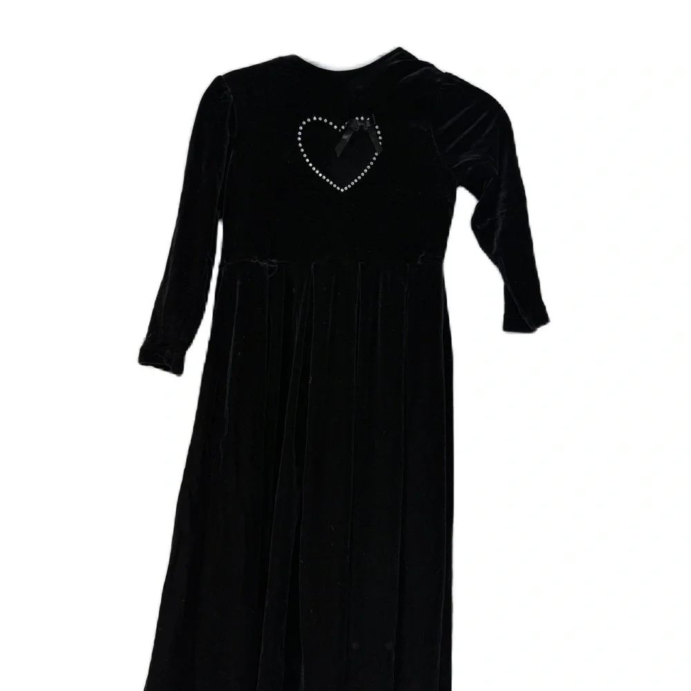 Chic Black Velvet Dress with Heart Accent